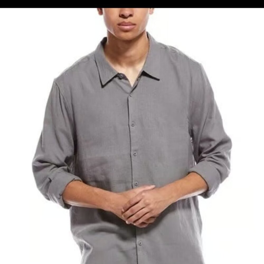 Onia Standard Long Sleeve Linen Shirt Size Small - Charcoal Gray - New With Tags